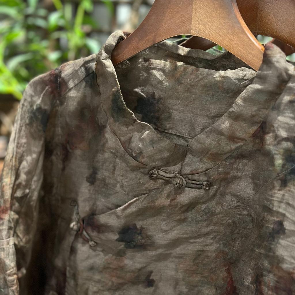 Johnature Women Vintage Print Floral Shirts Tops Stand Long Sleeve 2025 Spring Chinese Style High Quality Blouses