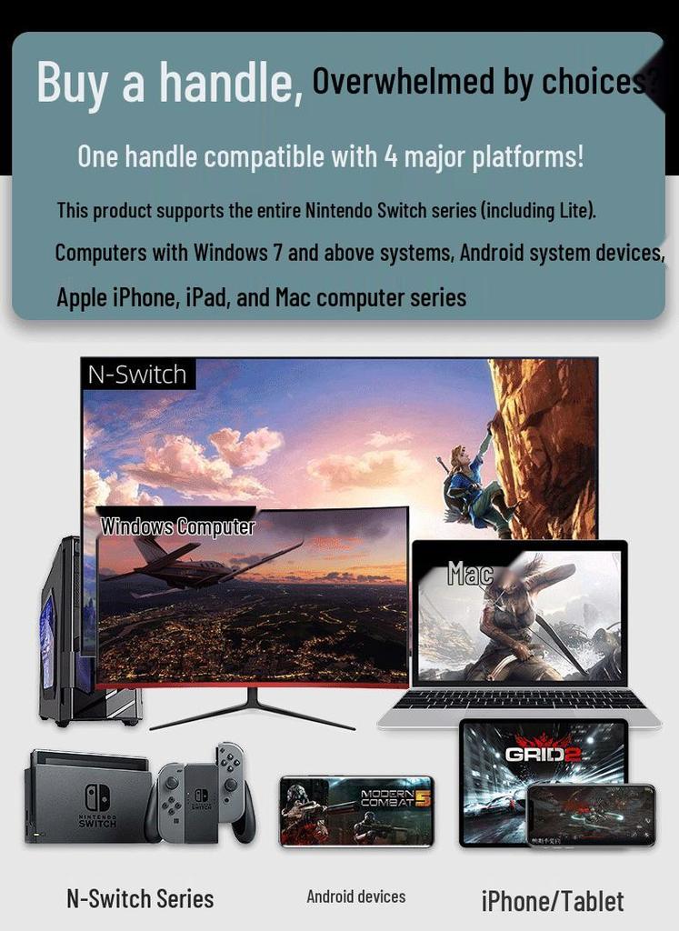 Clearance Wireless Bluetooth Game Controller for Mobile & NS Console with Wake-Up Feature HD-6500