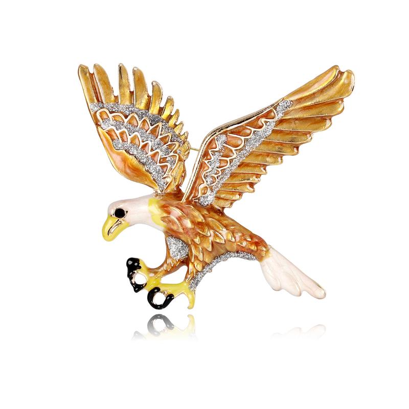 New Fashion Rhinestone Enamel Bird Brooch Cute Ainmal Hummingbird Eagle Brooches Scarf Dress Coat Lapel Pins Suit Badges Jewelry