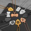 Personalized ID Tag Stainless Steel Hip-Hop Guitar Tag Necklace Geometric Military Simple Pendant Jewelry for Men Gift