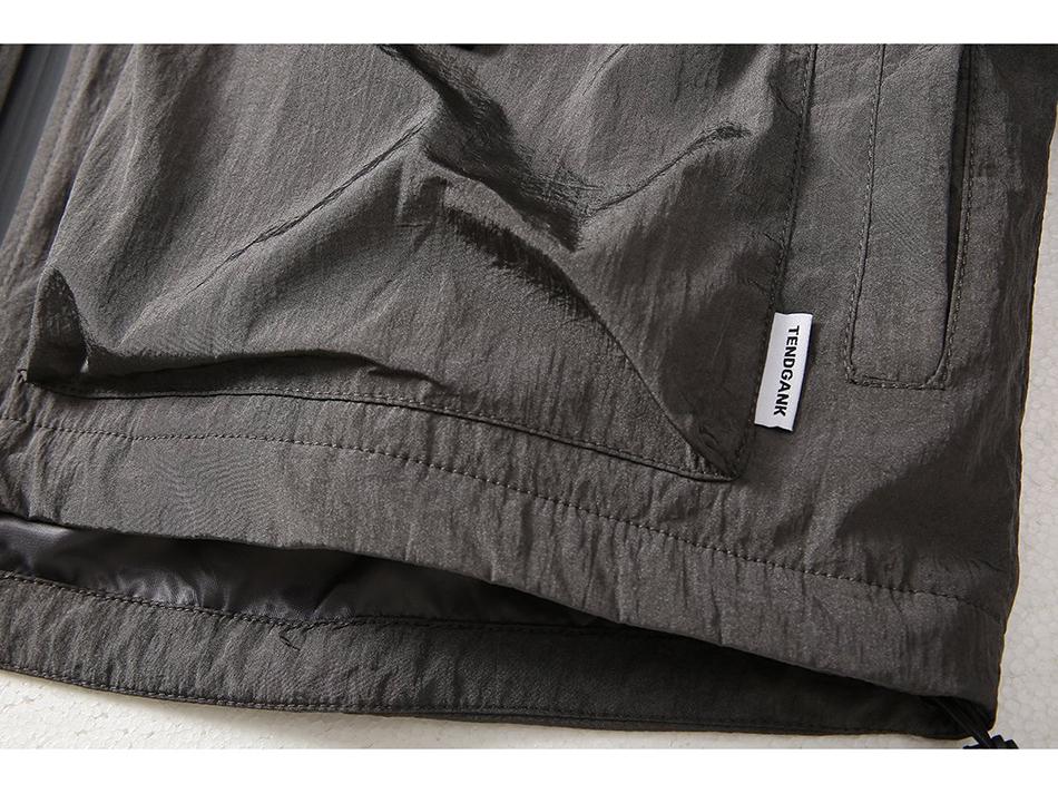 TENDGANK Color Block Hooded Windbreaker with Pockets - Japanese Retro Style