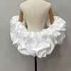Bolero Capa Feminino Cetim 3D Babado Manga Bufante Removível Ombro a Ombro Para Fotos de Casamento Festa Cosplay Várias Cores
