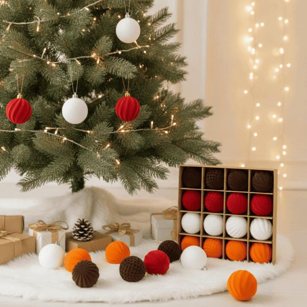 Multi Texture Velvet Christmas Balls Assorted Colors Multi Texture Baubles Xmas Gift