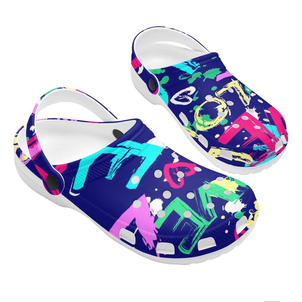Printed Slip On EVA Clogs Women Men Lightweight Breathable Garden Shoes Beach Pool Bathroom Home Casual Sandals Travel Wear