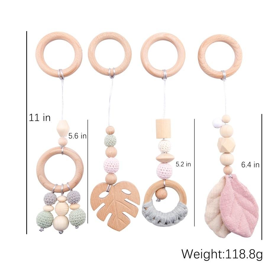 1 Ensemble Tapis d'éveil en Bois Mobile Sensoriel Hochet Jouets pour Bébé Décoration Chambre Nordique Cadeau Accessoire Photo Nouveau-né Hochets pour Poussette