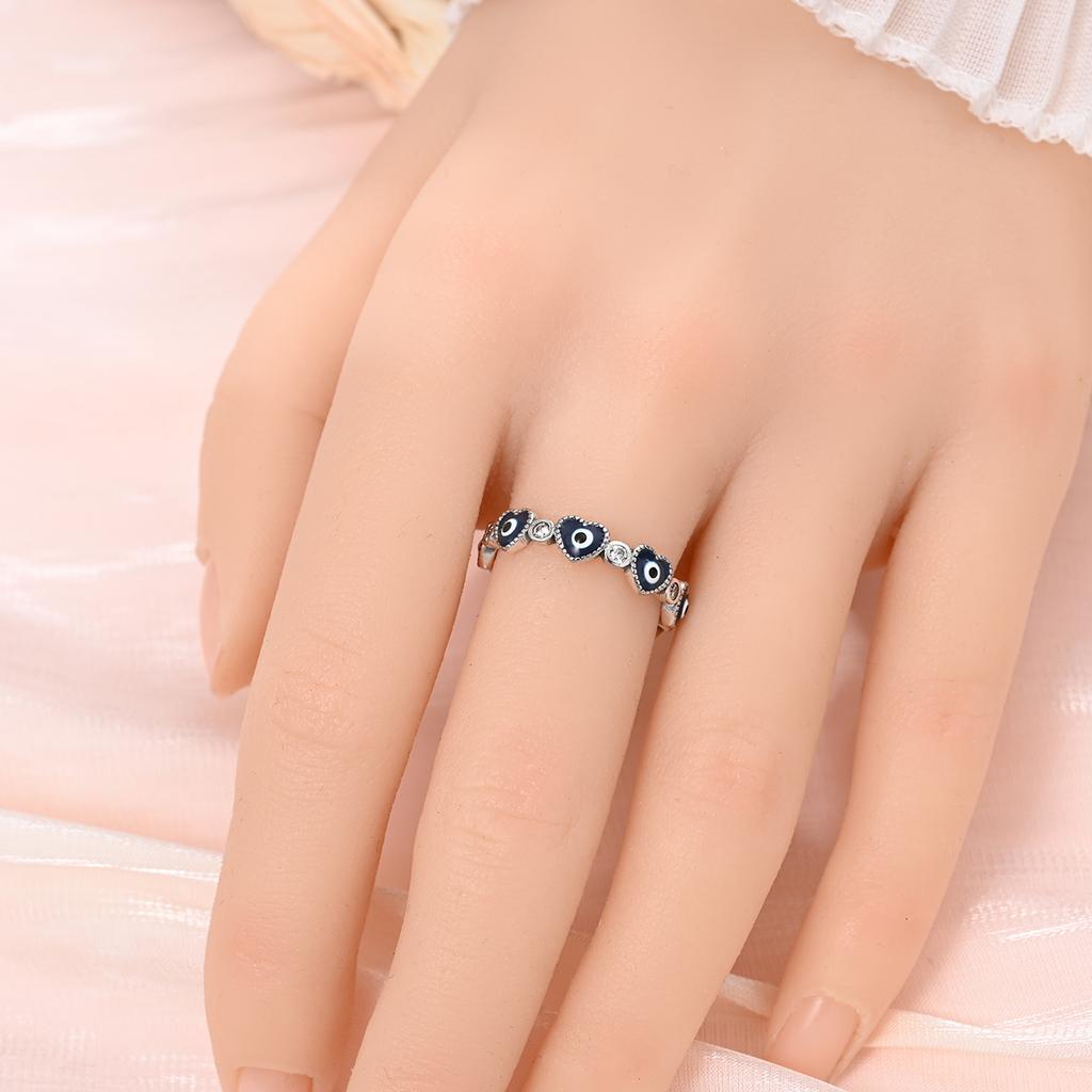 925 Sterling Silver Evil Eye Amulet Ring for Women Wedding Engagement Gifts Stackable Star Moon Heart Flower Ring