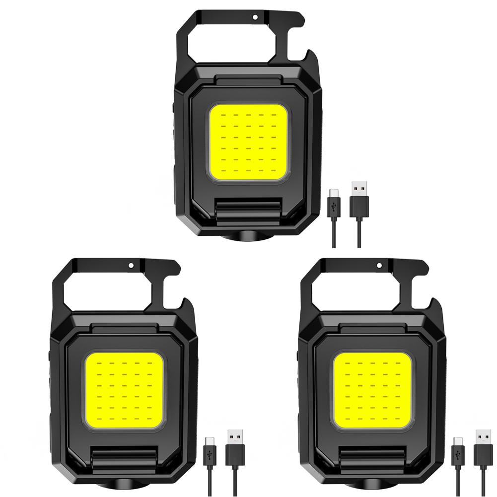 Mini LED 1000LM Flashlight Keychain Multifunctional Portable COB Camping Lamps USB Charging Work Lights Fishing Lanterna