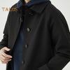 Herren Windjacke Revers Langarm Freizeitmantel Herbst Winter Mittellange Oberbekleidung Einfarbig Lockere Passform Täglicher Arbeitsmantel mit Taschen