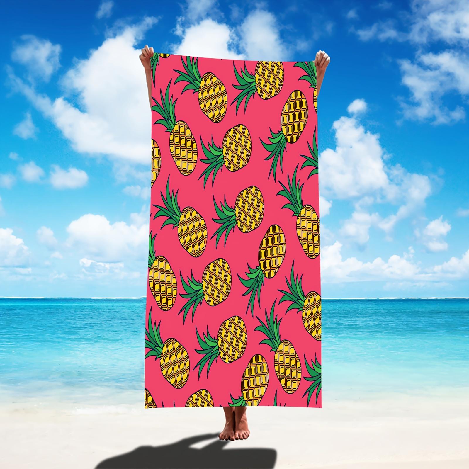 

Vibrant Pink Pineapple Print Beach Towel, Ultra-Absorbent Quick-Dry Sand-Free for Swimming Camping Yoga W30*H60(CM)