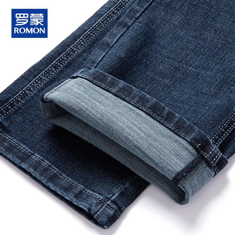 ROMON Men's Spring Autumn Casual Straight Fit Stretch Jeans