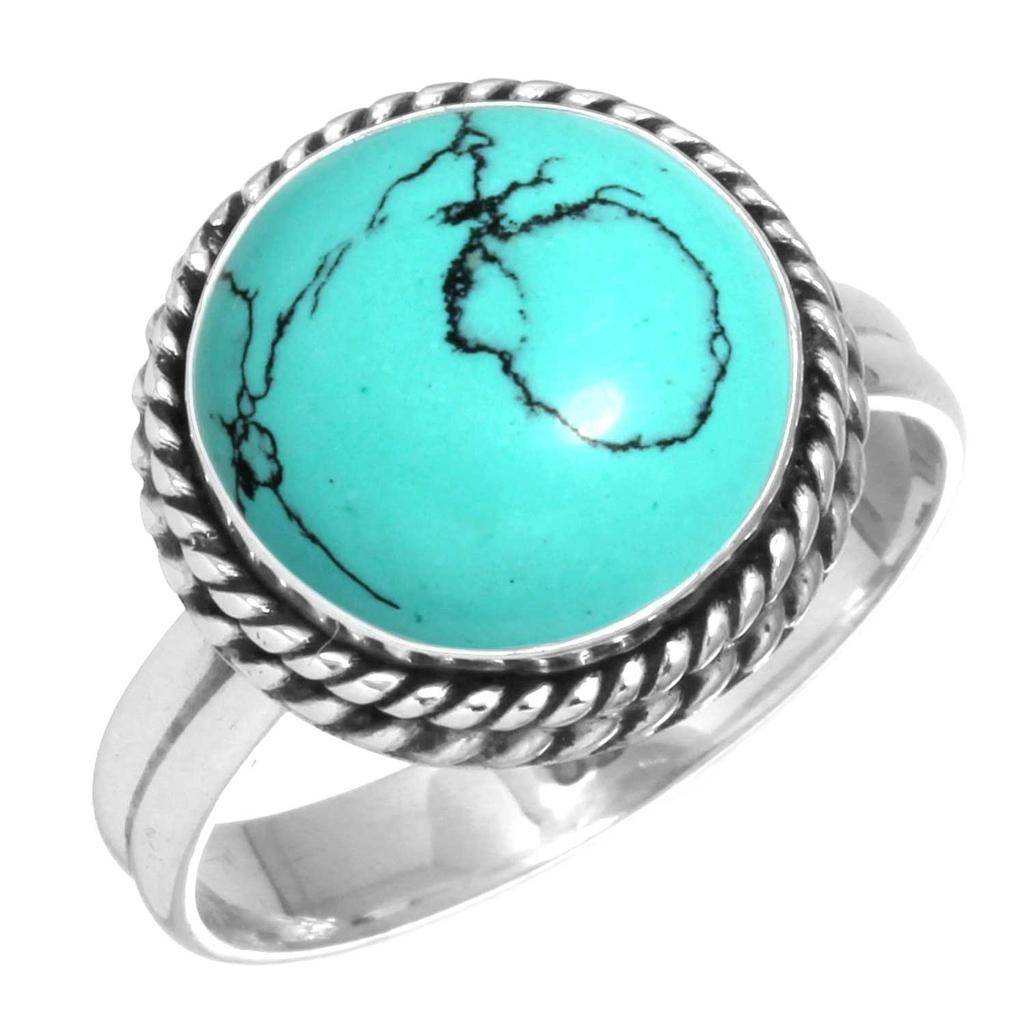 925 Sterling Silver Ring Women Gemstone Handmade Jewelry Thanksgiving Gift Blue Green Purple Copper Turquoise Freshwater Pearl Lapis MOP Cocktail