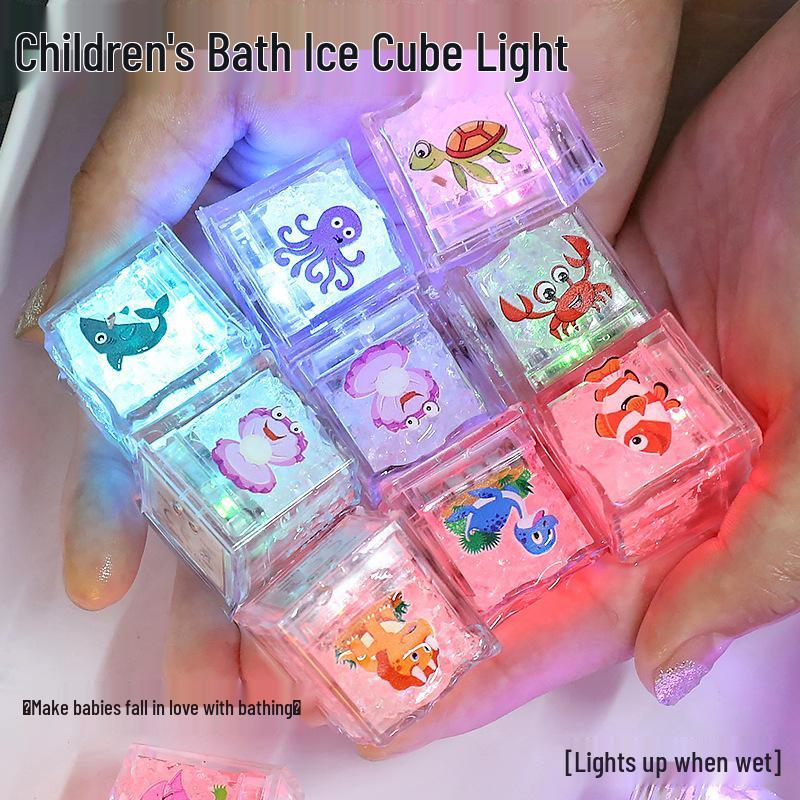 Colorful Luminous Shower Lights: Ocean Pattern Ice Cubes Activate with Water
