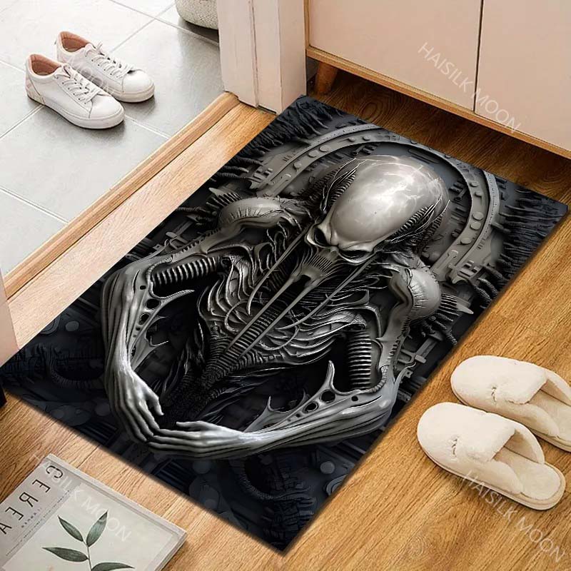 Biomechanical style sculpture Print Carpet Rug for Living Room Bedroom Sofa Doormat Home Decor Non-slip Floor Mat
