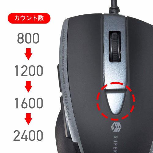 Sanwa Supply Mouse, Wired, USB Connection, Quiet, Blue LED, 5 Buttons (Equipped with Back and Forward Buttons), Medium Size, Black MA-BL168BK