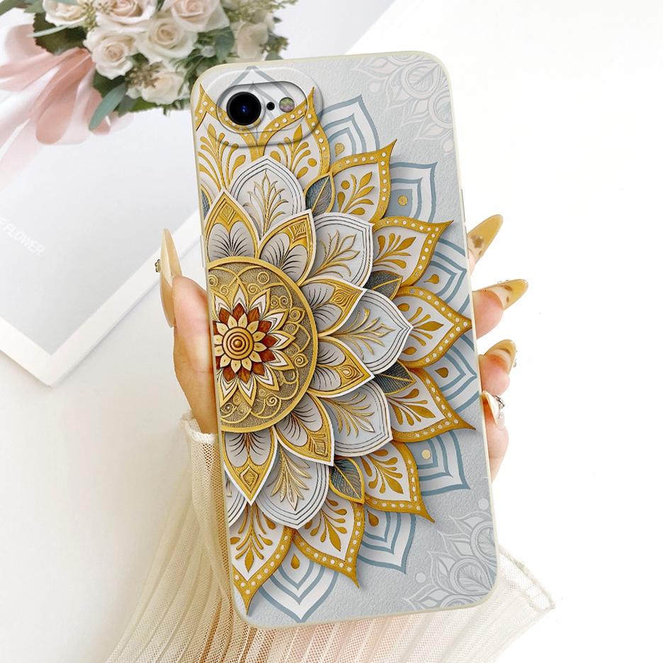 For Apple iPhone SE 2020 Case iPhoneSE 2022 Luxury Flowers Cartoon Painted Cover Soft Silicone Case For iPhone SE 2022 2020 Bags