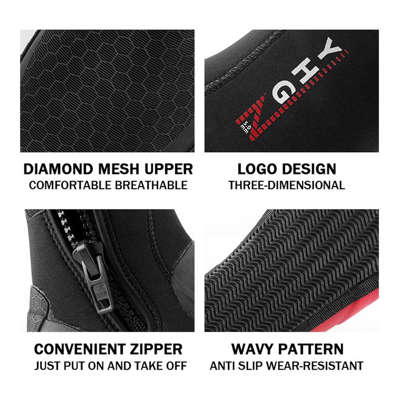 YHG 5MM High Top Diving Shoes for Men Women Warmth Swimming Snorkeling Boots Waterproof Equipment for Surfing