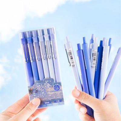6 adet Deniz Esintisi Jel Mürekkep Kalem Seti Kare Varil 0.5mm Tükenmez Hızlı Kuru Siyah Renk Yazma için
