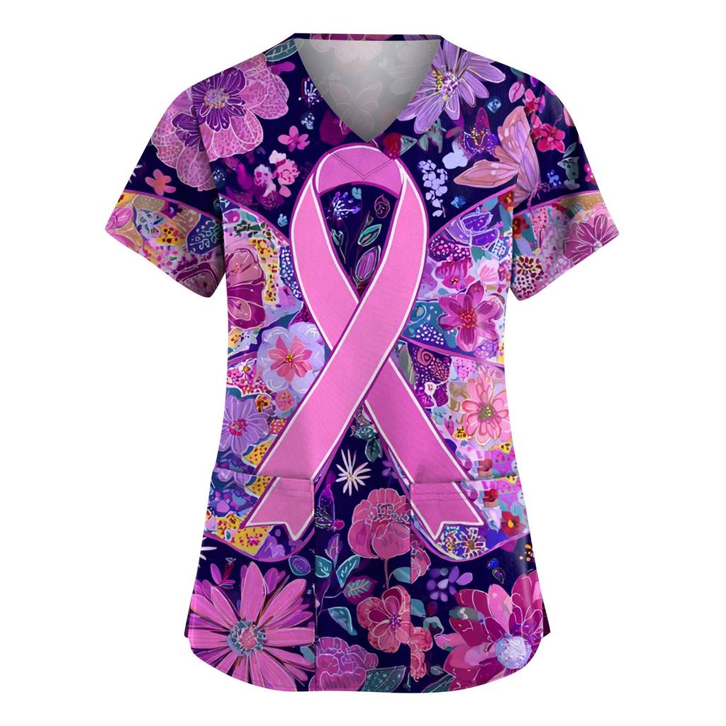 Dámská móda Overal s V výstřihem a krátkým rukávem s kapsami Potištěné topy Oblečení