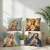 Retro V-Virgin Mary Pillow Case Plush Fabric Soft Pillowcase Double Sided Print Cushion Cover Household Gifts