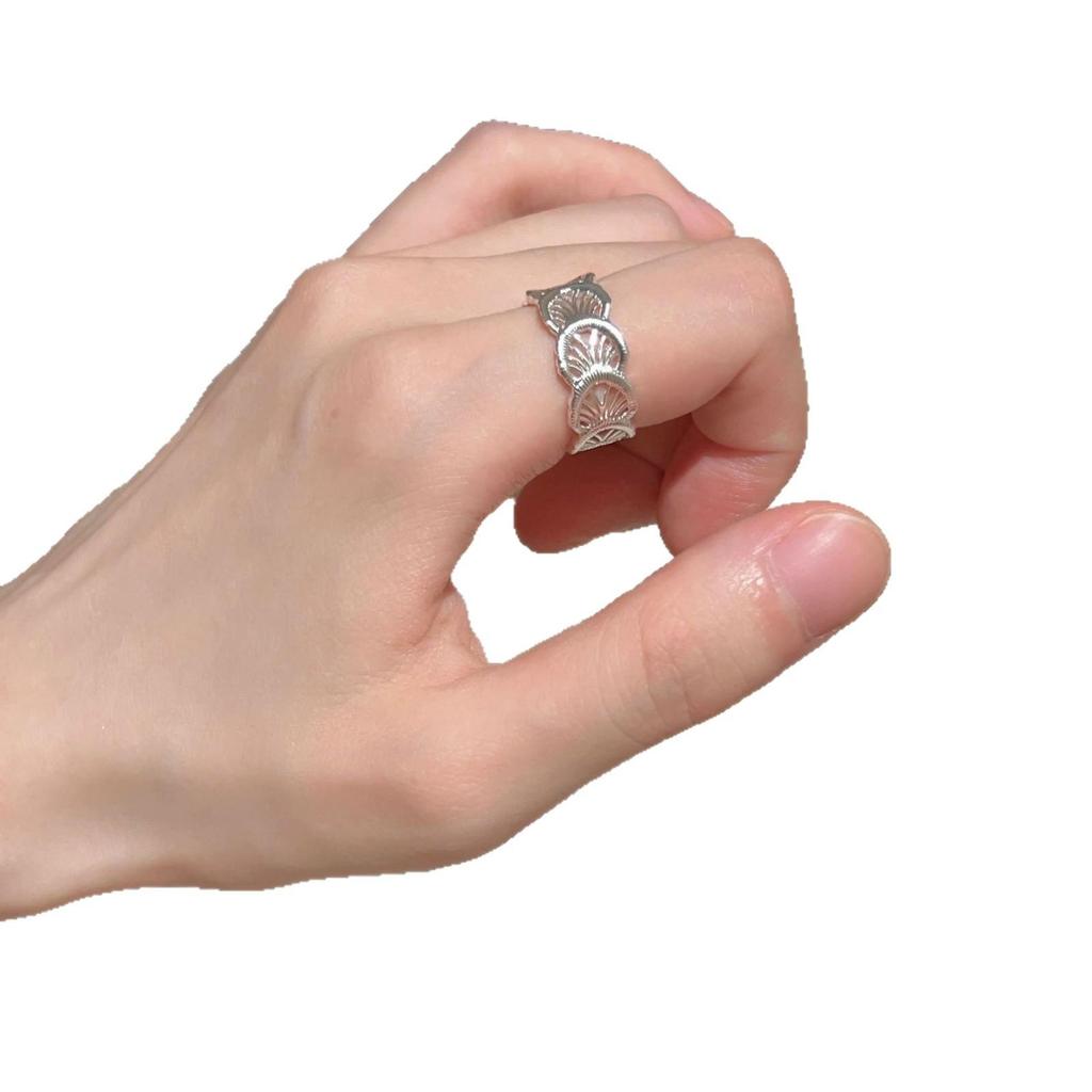 925 Sterling Silver Retro Brushed Open Finger Ring - Women's High-End Niche Light Luxury, Trendy and Non-Fading.