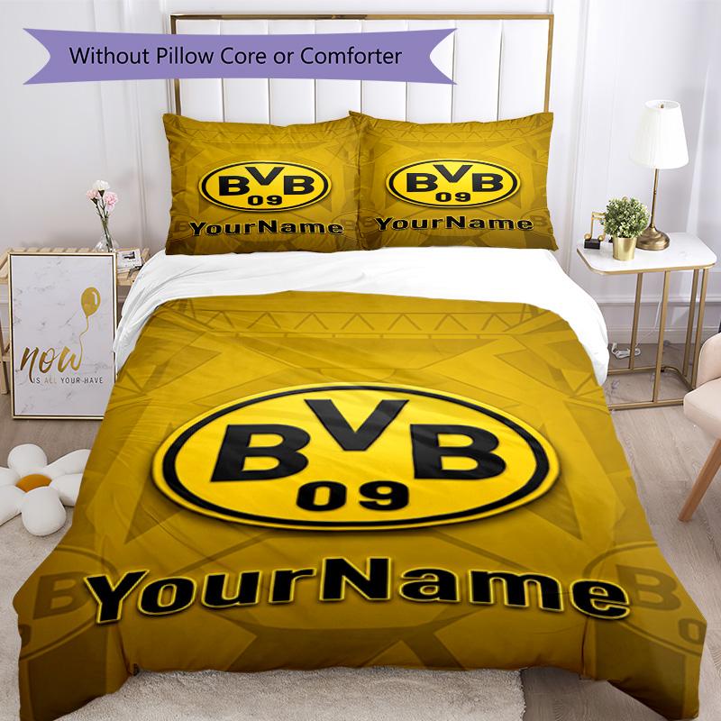 Borussia Dortmund Customize Your Name Bedding Set Breathable Duvet Cover with Pillowcases Home Decoration Birthday Gift