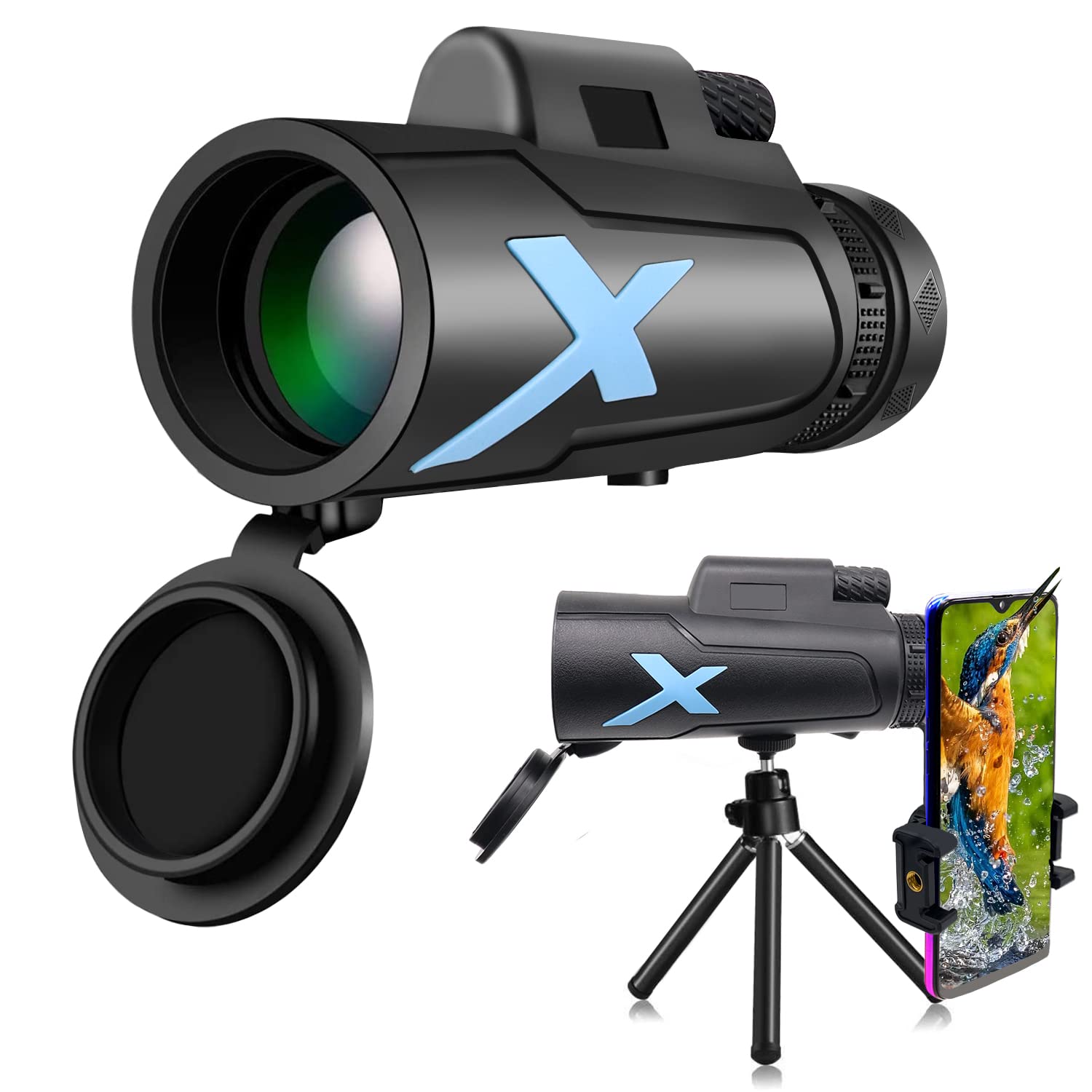 

LMLFC Монокуляр Великого Збільшення 80 x 100 Велике Збільшення Телескоп Нічного Бачення Ручний Монокуляр Для Денного та Нічного Використання Гумовий Компактний Птах