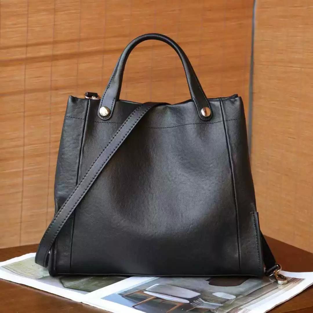 

Big Genuine Leather Tote Bag Oilwax Cow Leather Handbag Fashi Ladies Shoulder Or Messenger Bag