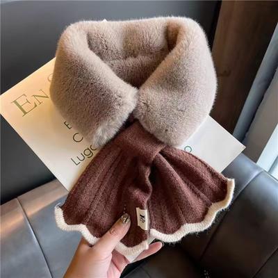 Windproof Neck Scarves Shawl Wool Collar Soft Knitted Scarf  Winter
