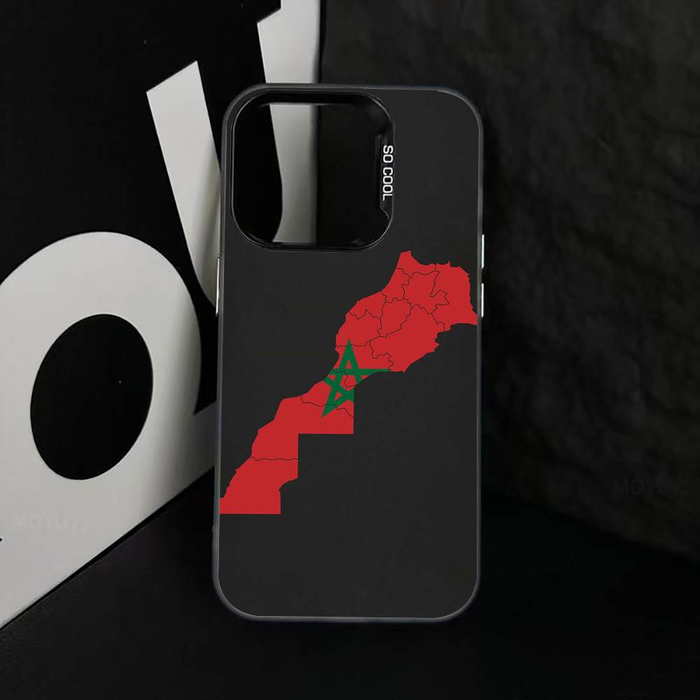M-Morocco F-Flag Phone Case For iPhone 17,16,15,14,13,12,11 Plus,Pro Max,XS,Colorful Silver Black Cover