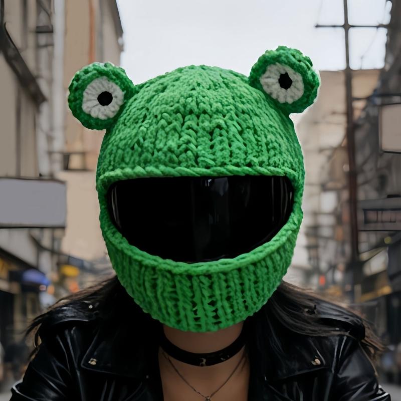 Cartoon Design Motorcycling Helmet Cover Soft Acrylic Knitting Cover For Full Face Helmet Unisex Accessory