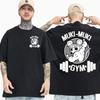 Gender Neutral Funny Ninja Muscle Mouse TShirt Muki Muki Gym Cartoon Graphic Tee Oversized Fitness Streetwear Top