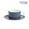 Wedgwood Blau-Geometrisches Streifen-Knochenchina Tasse mit Untertasse