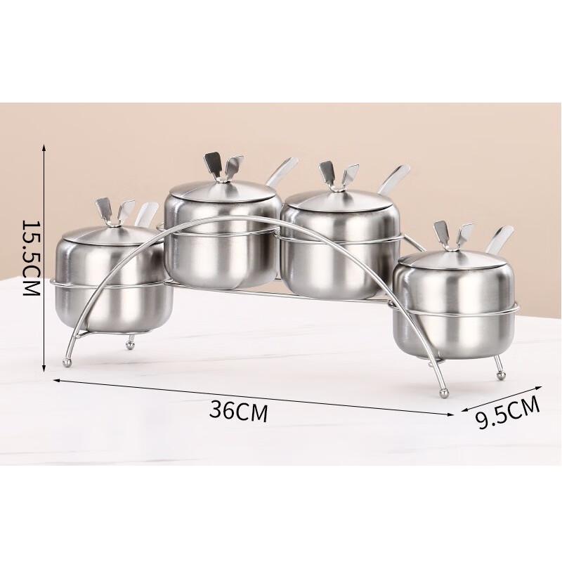4-Piece Stainless Steel Seasoning Set with Stand