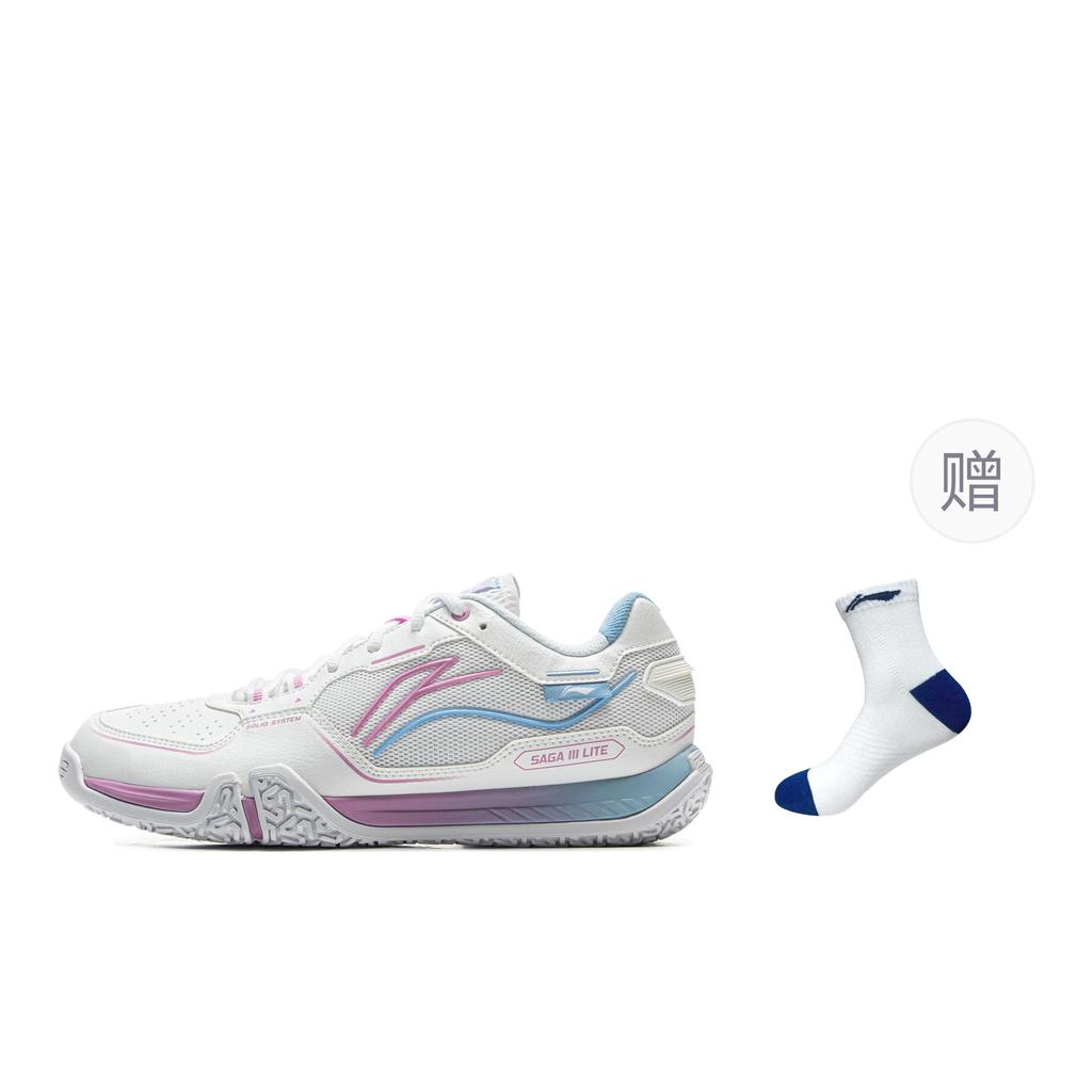 Li Ning Cushioning Slip Resistant Coverage Low Top Badminton Shoes Unisex Standard White AYTV003-1