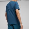 Puma T-shirt męski casual z nadrukiem literowym, okrągłym dekoltem i krótkim rękawem, topy, oceaniczno-niebieski 623754-07