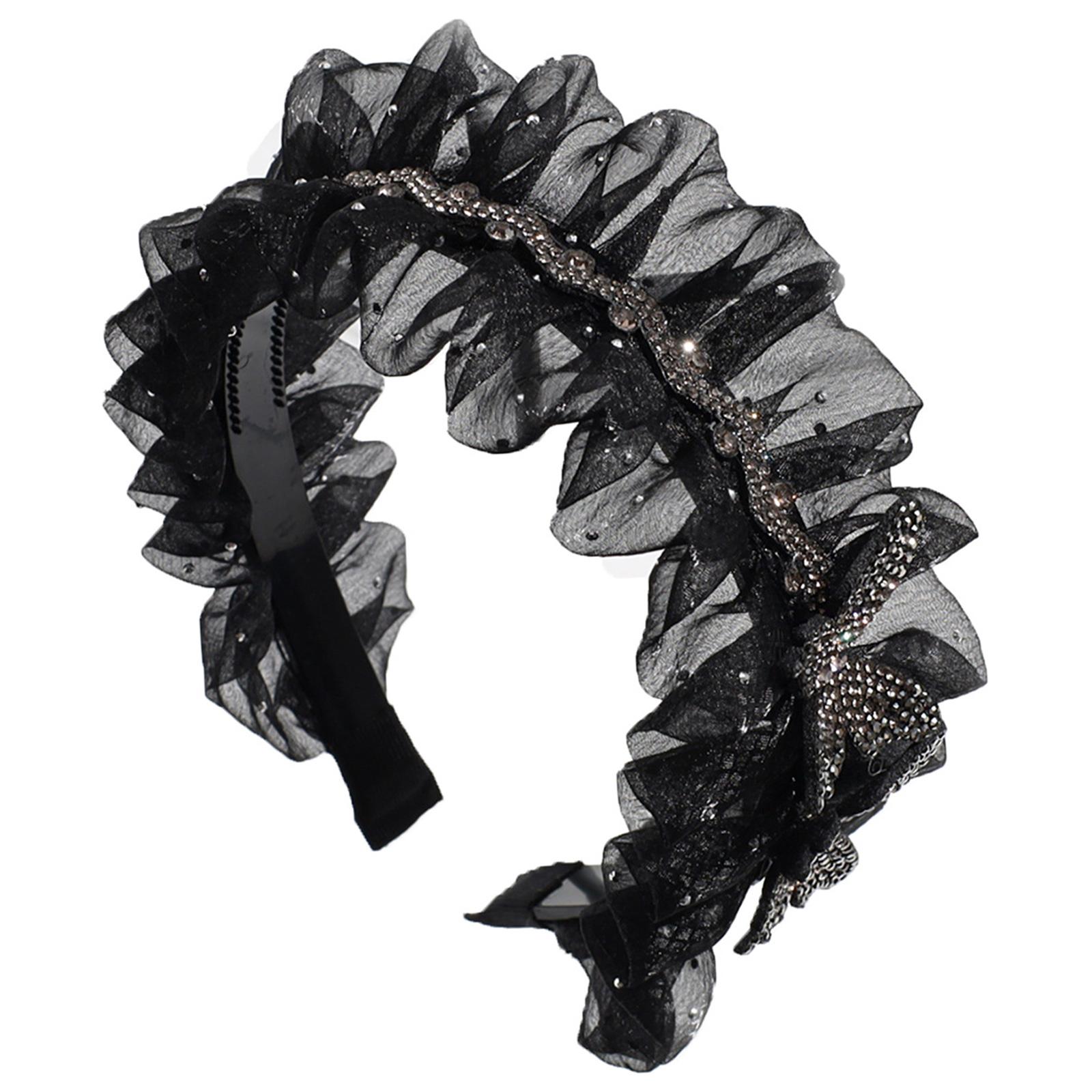 

Французский стиль плиссированные кружевные повязки на голову для женщин и девушек, повязка на голову для макияжа, повязка на голову для фотосъемки, повязка на голову для макияжа для девушек