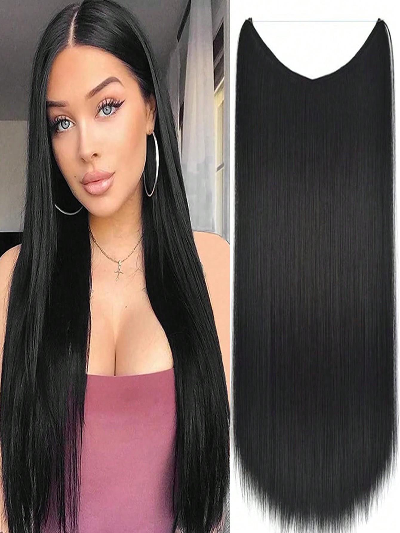 

24-дюймовые синтетические накладные волосы с невидимой проволокой без зажимов в накладных волосах, накладные волосы из рыбьей лески, накладные волосы для женщин, повседневное использование на вечеринках 32inch