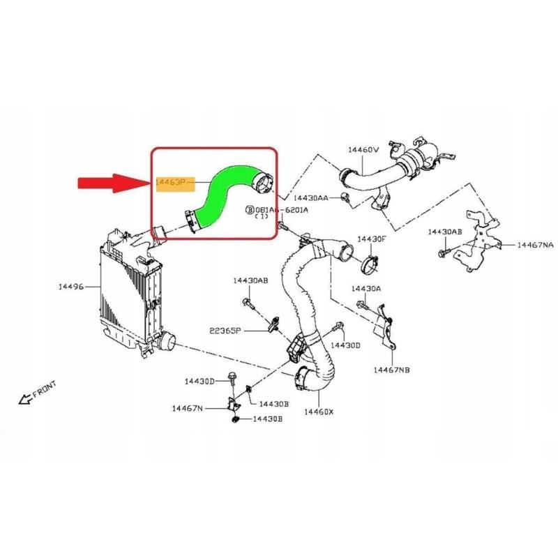 Air Intake Chager Pipe Car Intercooler Water Pipe for X-Trail T32EL 14463-4BD0A 144634BD0A Auto Accessory