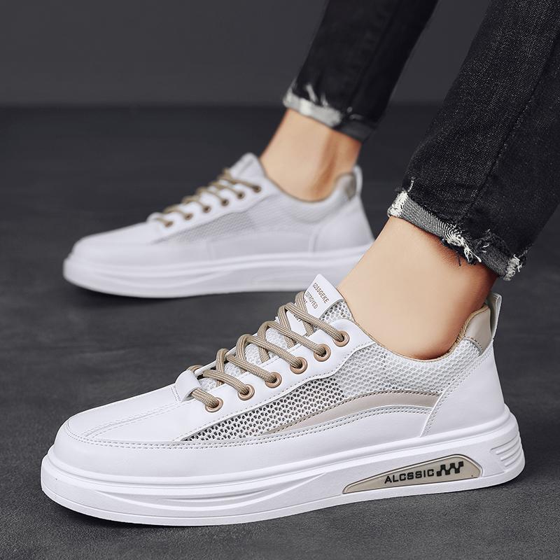 Fashion 2025 Men's New Spring Summer Mesh Shoes Casual Sports Shoes Soft Bottom round Toe Flat Heel Breathable White Trendy Shoes
