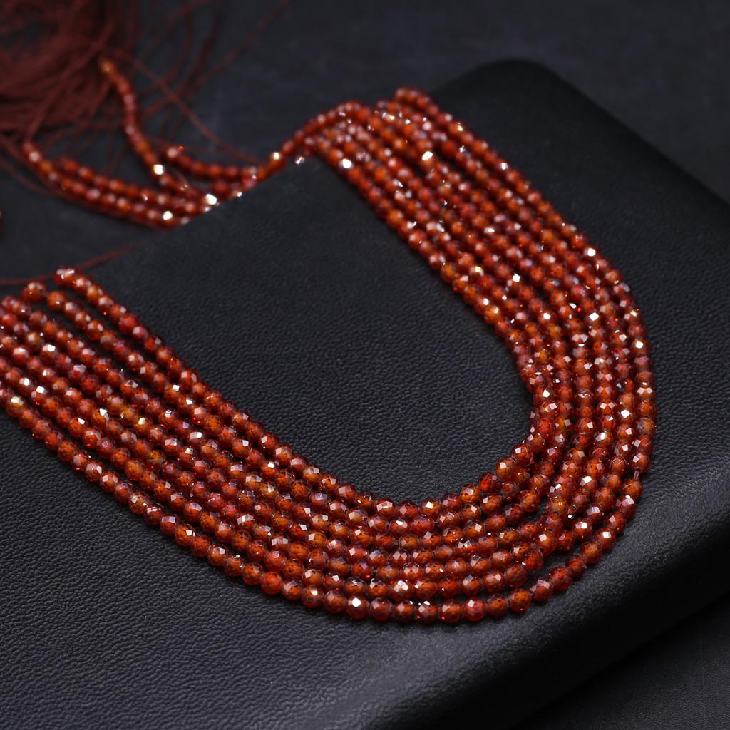 Facettierte Perlen aus Naturstein, Zirkon, kleine Perlen, 3 mm, Charms für Schmuckherstellung, DIY-Halskette, Armband, Ohrringe, Zubehör