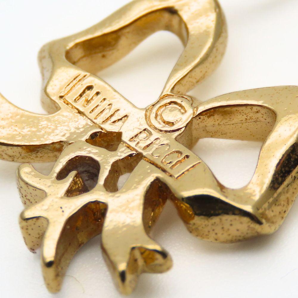 Used NINA RICCI Necklace NR Logo Metal Gold Plating