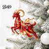 Holiday Party Hanging Decor Galloping Goat Ornament, 2D Flat Acrylic Pendant, New Year Lightweight Pendants Decoration for Christmas Tree, Mantel,