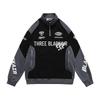 Unisex Retro Colorblock Racing Sweatshirt - Spring/Autumn Trendy Half-Zip Motorcycle Jacket.