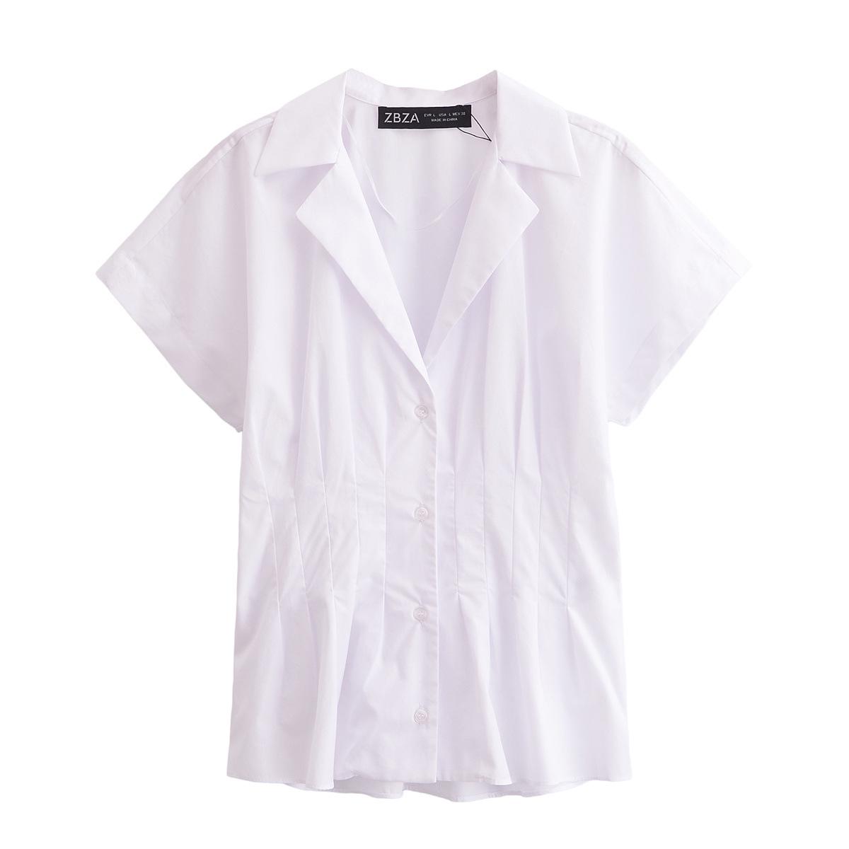 

Весна 2025 Женская приталенная повседневная рубашка в европейском и американском стиле с V-образным вырезом Extra Small белый