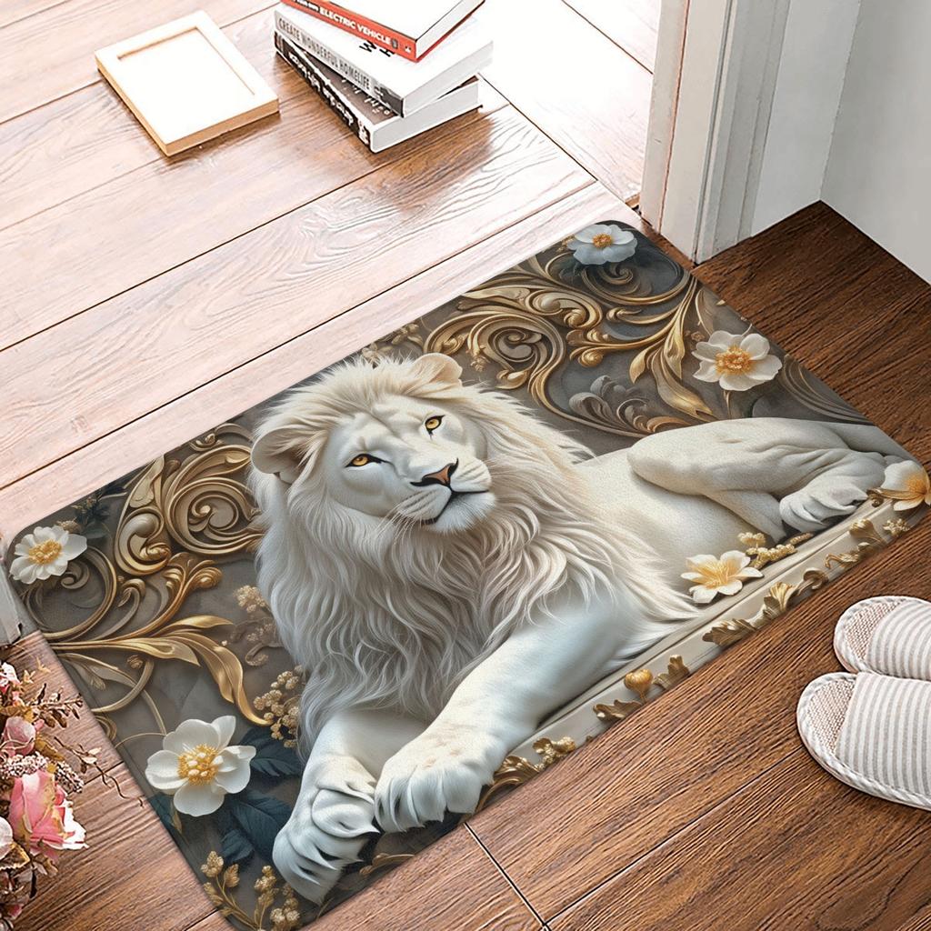 Psychedelic 3D Snow Wolf Animal Floor Door Bath Kitchen Mats Anti-Slip Indoor Wolf Lover Doormat Toilet Entrance Carpet Rug