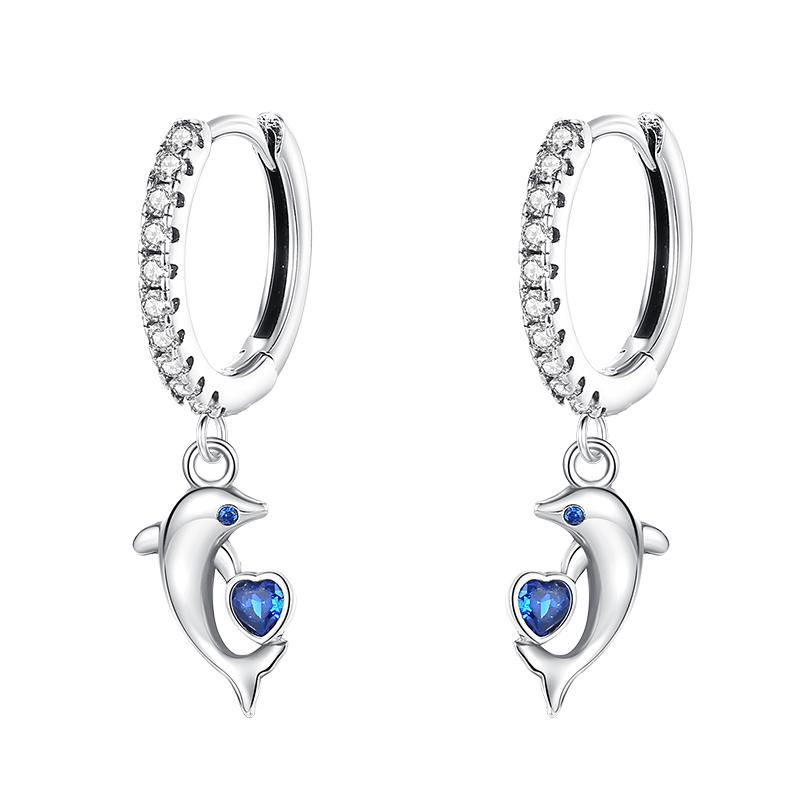 925 Silver Ocean Theme Earrings Dolphin Sea Star Shell Turtle Original Design Fashion Jewelry for Women