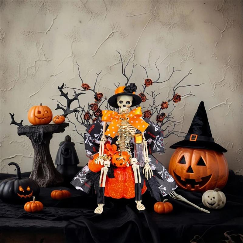 M-Modern-Halloween Skelett Kürbis Statue Harz Skulptur Figur Figur Skulptur Für Einzelhandel Veranda
