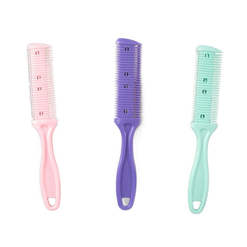 

1pcs 2 Colors Hair Razor Comb Handle Hair Razor Cutting Thinning Comb Home DIY Trimmer inside with Blades Hair Brush фиолетовый