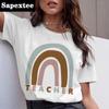 T Shirt For Women 2024 Printed Rainbow Teacher Casual Gift Harajuku Tee Shirts Lady Summer Short Sleeve Tops FeUnisex Unisex Tshirt