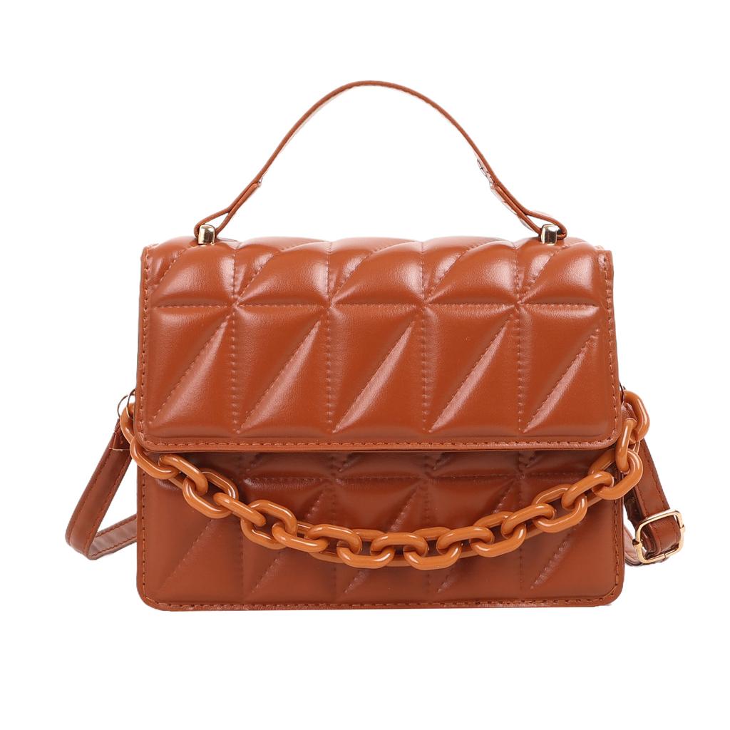 Solid color texture small bag women's autumn 2025 new trendy fashion portable small square bag simple diamond shoulder messenger bag